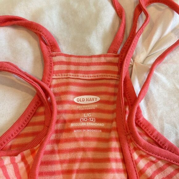 Old Navy Girl's Orange Stripe Spaghetti Strap Drawstring Waistband Romper Large - Picture 2 of 6